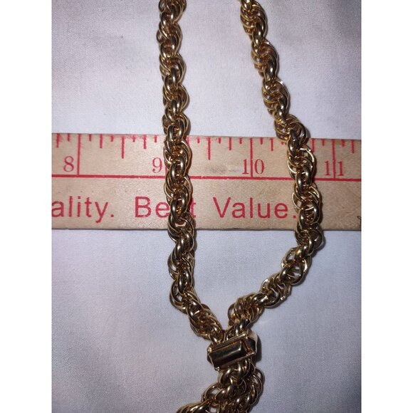 Vintage Necklace Lariat Teardrop Chain Gold Tone 22" Chunky Statement Piece - Picture 6 of 6